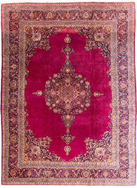 Antique Kashan Hand-Knotted Persian Rug
