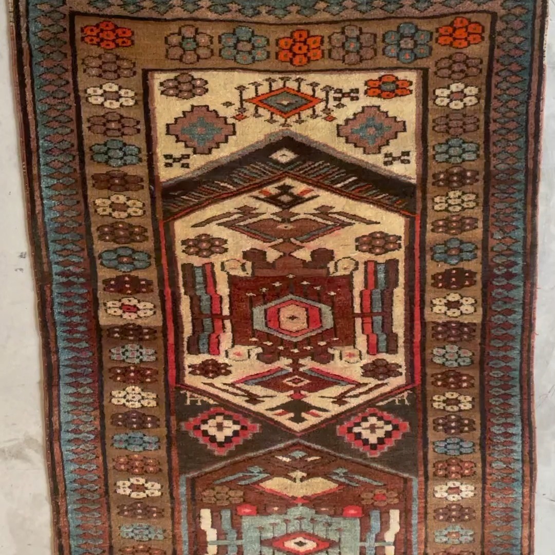Antique Hamedan Hand-Knotted West Persian Runner Rug