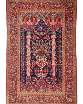 Antique Kashan Hand-Knotted Central Persian Rug