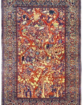 Antique Kashan Mohtashem Hand-Knotted Persian Rug